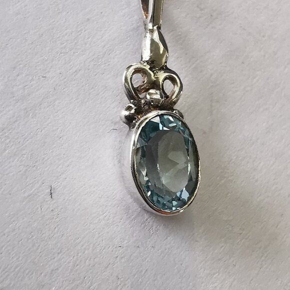 Sterling Silver Blue Topaz pendant on Sterling Chain - Picture 5 of 13